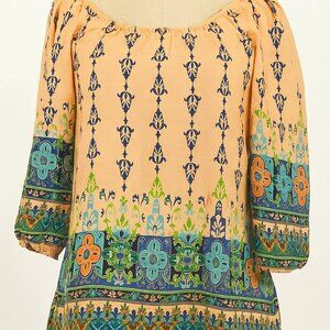 Pink Owl Boho Chic Bishop Sleeve Tunic Mini Dress Size S